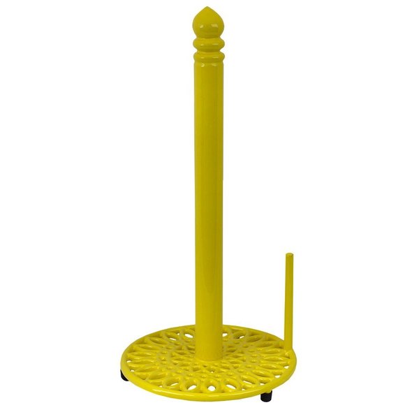 Hds Trading Sunflower FreeStanding Cast Iron Paper Towel Holder with Dispensing Side Bar, Yellow ZOR96042